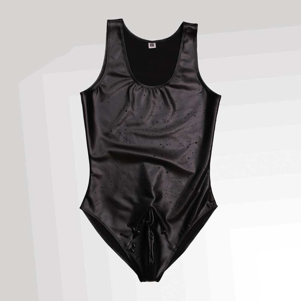 Mog Men′s Sexy Tight-Fitting Vest Nb15 Thin High-Elastic Latex Ammonia Beam Body Underwear